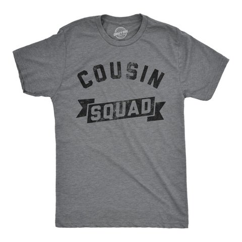Мужские футболки Crazy Dog T-Shirts, Inc. Mens Funny T Shirts Cousin Squad Family Reunion Novelty Tee for Men - Crazy Dog Men's T Shirt Gift For Cousin Dark Grey XXL