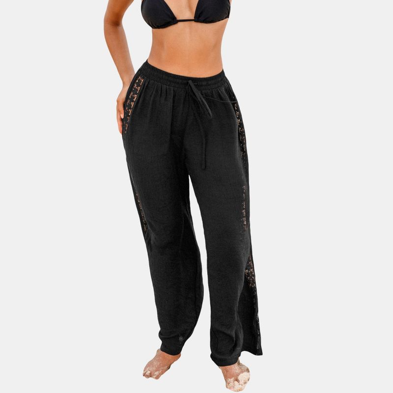 Women's Black Side Cutout Loose Leg Cover-Up Pants - Cupshe, 1 of 6