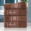 Zero Twist Cotton Solid and Floral Jacquard Bath Towel Set of 4 by Blue Nile Mills - 2 of 4