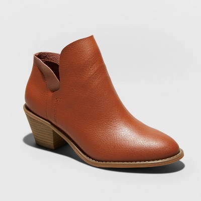 leather cognac booties