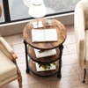Round/Square End Table with Storage Shelves, 3-Tier Farmhouse Side Table with Metal Legs, Rustic Accent Table for Living Room or Bedroom - 3 of 4