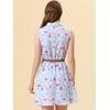 INSPIRE CHIC Women's Floral Sleeveless Half Placket Mini Belted Summer Dress - 4 of 4