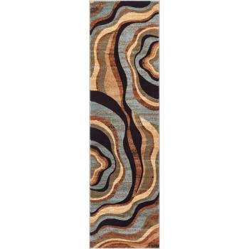 Well Woven Hudson Waves Geometric Modern Casual Abstract Contemporary Natural Lines Soft Multi Blue Area Rug