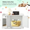Cat Litter Box Furniture Enclosure for Medium Cats, Modern White Hidden Side Table with Storage Drawer, Double-Layer Mat and Vent Holes-3irtyhousy - 3 of 4