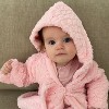 EVERYDAY KIDS Pink Baby Fleece Robe with Hood Cozy Hooded Bathrobe for Girls Ages 0-9 Months Soft, Warm, Lightweight Infant Sleepwear, Loungewear - 4 of 4