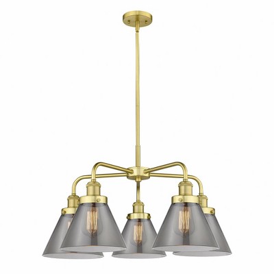 Cone - 5 Light Stem Hung Chandelier In Art Deco Style-15 Inches Tall and 25.75 Inches Wide
