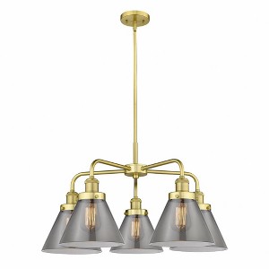 Cone - 5 Light Stem Hung Chandelier In Art Deco Style-15 Inches Tall and 25.75 Inches Wide - 1 of 1