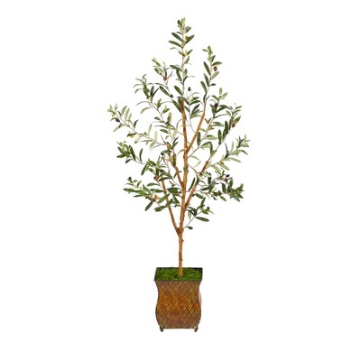 Homlux 6ft Artificial Olive Tree With Woven Seagrass Plant Basket : Target