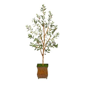 Nearly Natural 50-in Olive Artificial Tree in Metal Planter - 1 of 4