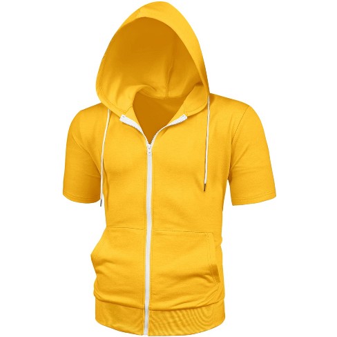 Yellow zip hoodie discount men's