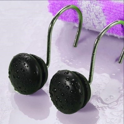 Black Resin Decorative Shower Curtain Hooks Set of 12