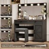 Vanity Desk Modern with Glass Top and LED Mirror for Bedroom Makeup -3irtyhousy - 3 of 4