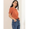 INSPIRE CHIC Women's Elegant Puff Sleeve Polka Dots Peter Pan Collar Vintage Shirt Top - 2 of 4