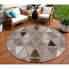 Brown Beige And Khaki Geometric Washable Indoor Outdoor Area Rug - 2 of 4