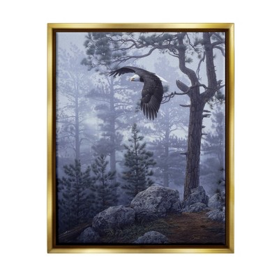 Stupell Industries Eagle Flying Woodland SceneFloater Canvas Wall Art