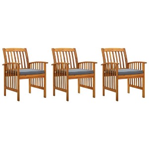 vidaXL Patio Dining Chairs 3 pcs with Cushions Solid Acacia Wood - 1 of 4