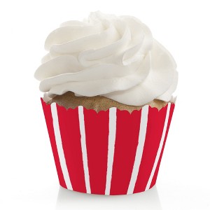 Big Dot of Happiness Red Stripes - Simple Party Decorations - Party Cupcake Wrappers - Set of 12 - 1 of 4