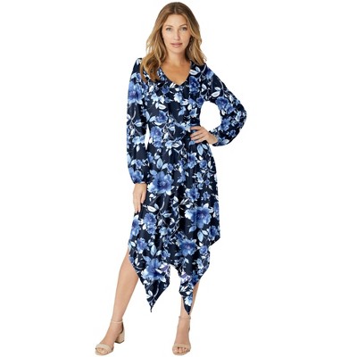 Roaman's Women's Plus Size Ultrasmooth Fabric Ruffle Midi Dress