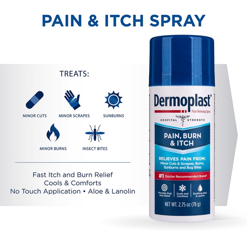 Dermoplast Pain Relief Spray for Minor Cuts, Burns and Bug Bites - 2.75oz, 4 of 9