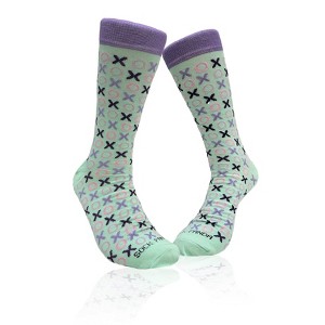 Hugs and Kisses (xoxo) Love Patterned Office Socks from the Sock Panda (Men's Sizes, Adult Large) - Mint Green - 1 of 4