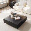 POVISON 35" Square Wood Coffee Table with Storage, Mid-Century Modern Coffee Table with 2 Drawer, Wood Veneer, for Living Room, Fully-assembled, Black - 3 of 4