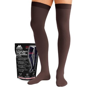 Mojo Men’s 20–30mmHg Graduated Compression Socks, Thigh High, 3-Pack – Medical Support, Circulation, Varicose Veins & Swelling Relief, M2017-3 - 1 of 4