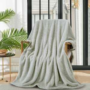 Home Mart Goods Grey Soft Plush Embossed Textured Faux Fur Throw Blanket - 50" x 70" - 1 of 4