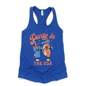Simply Sage Market Women's Party In The USA Hot Dog  Racerback Tank - 1 of 4