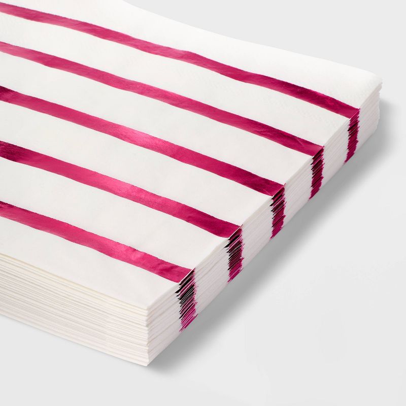 30ct Hot Pink Striped Lunch Napkins - Spritz&#8482;, 3 of 4