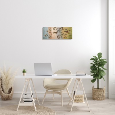 Collaged Bird Nature Silhouette Canvas Wall Art, 24" x 10"