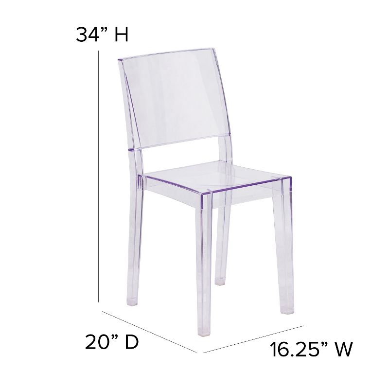 Emma and Oliver 4 Pack Transparent Stacking Side Chair - Armless Side Chair - Resin Stack Chair, 5 of 12