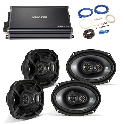 Kicker 43CSC6934 6x9” CS-Series Speakers (2 pair) with 43CXA3004 CX-Series Amplifier and wire kit