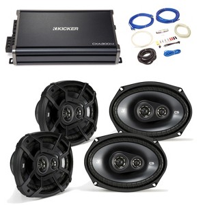 Kicker 43CSC6934 6x9” CS-Series Speakers (2 pair) with 43CXA3004 CX-Series Amplifier and wire kit - 1 of 4