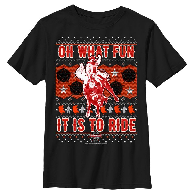 Boy's Professional Bull Riders Oh What Fun it is to Ride Sweater Print T-Shirt, 1 of 6