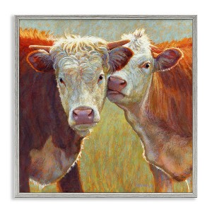 Stupell Industries Kissing Cows Farm Animals Framed Giclee Art, Gray, 12" x 12" - 1 of 4