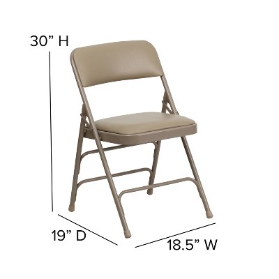 Beige Vinyl Upholstered Metal Folding Reception Chairs, Set of 4