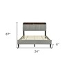 HomeRoots Gray Tufted Upholstered Queen Bed Frame With USB - 3 of 4