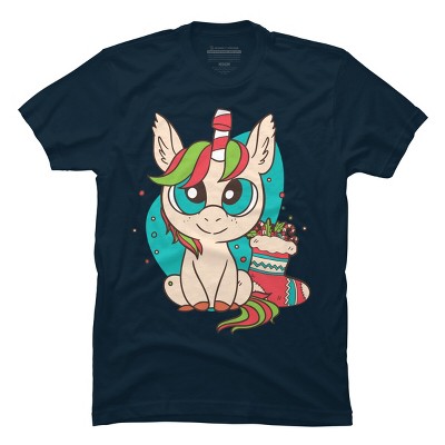 Men's Design By Humans Christmas Unicorn Fun Girls Kids Snowflake Holiday Xmas Gift By rasok T-Shirt