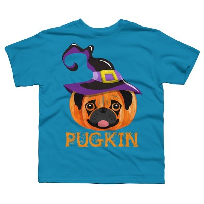 Boy's Design By Humans Pugkin Pumpin Halloween By trantanphat95 T-Shirt