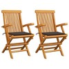 vidaXL 2X Solid Acacia Wood Patio Chairs with Taupe Cushions - Foldable Garden, Terrace and Patio Seating - 2 of 4