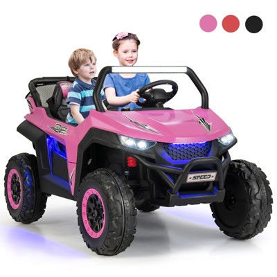 Infans 12V 2-Seater Kids Ride On UTV RC Electric Vehicle Suspension w/ Lights & Music