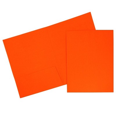 JAM Paper Two-Pocket Presentation Folders Neon Orange 386NORD