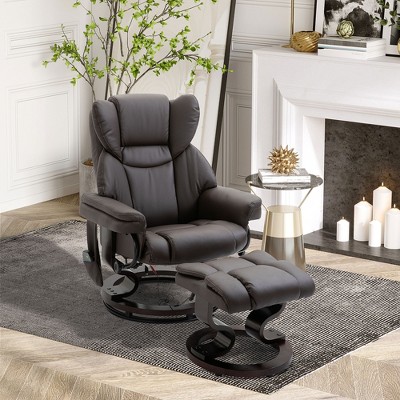 Homcom Massage Recliner And Ottoman With 10 Vibration Points Adjustable ...