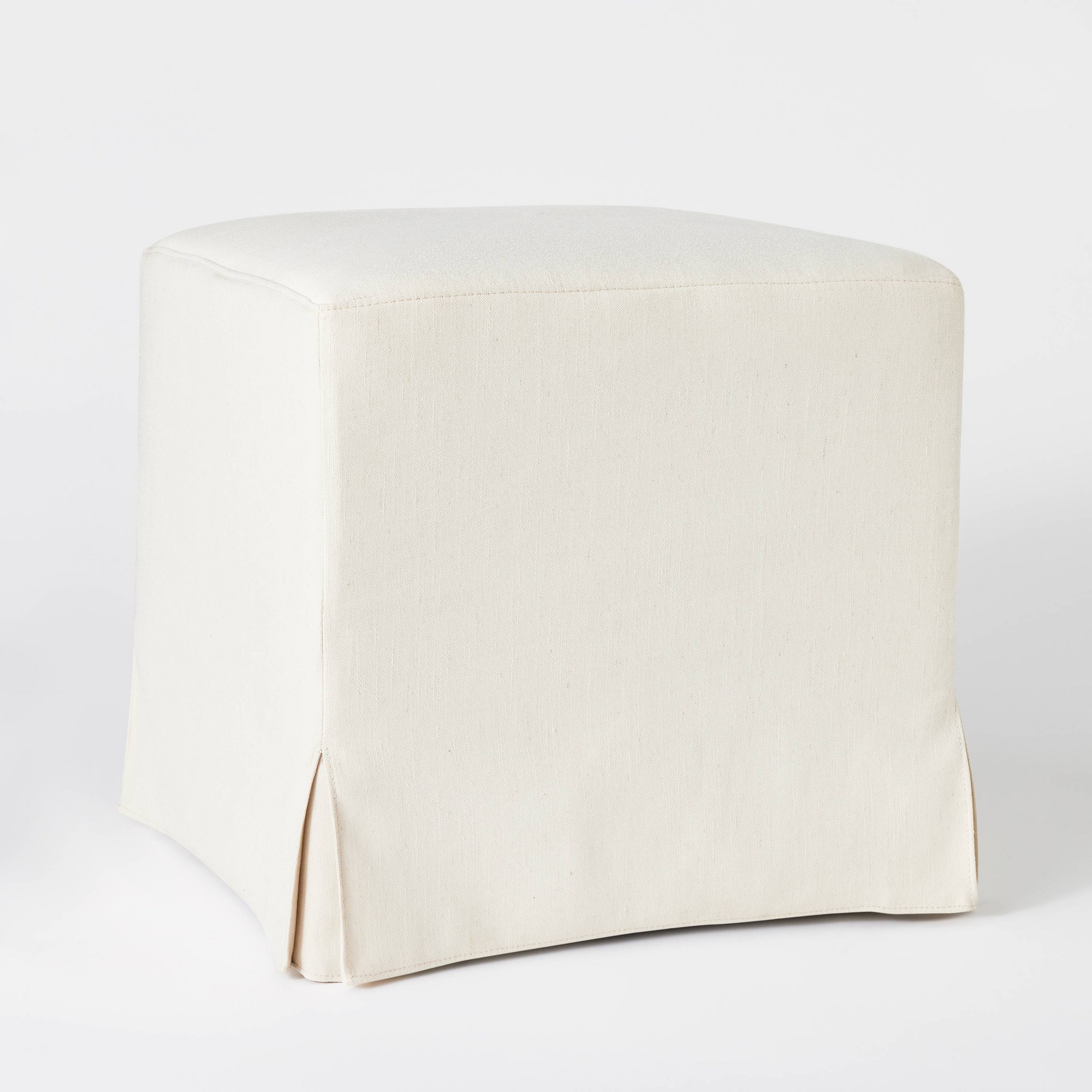 Lynwood Slipcover Cube Ottoman Cream - Threshold™ designed with Studio McGee: Upholstered Bench, No Assembly Required
