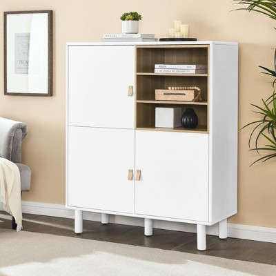 KTMBDW Modern Floor Storage Cabinet with Shelf and Double Door Rust Proof, Living Room Modern Home Furniture Storage Organizer Cabinet
