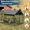 Large Metal Chicken Coop, Walk-in Chicken Runs with Waterproof and Anti-UV Cover, Spire Roof Hen House for Outdoor and Backyard, Farm - 4 of 4