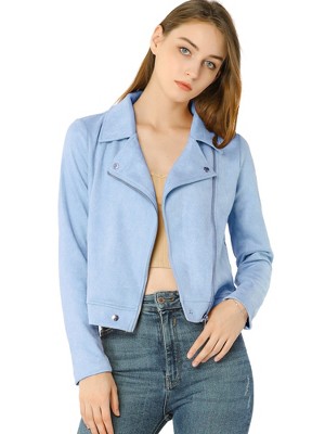 INSPIRE CHIC Women's Zip Up Faux Suede Biker Moto Jacket