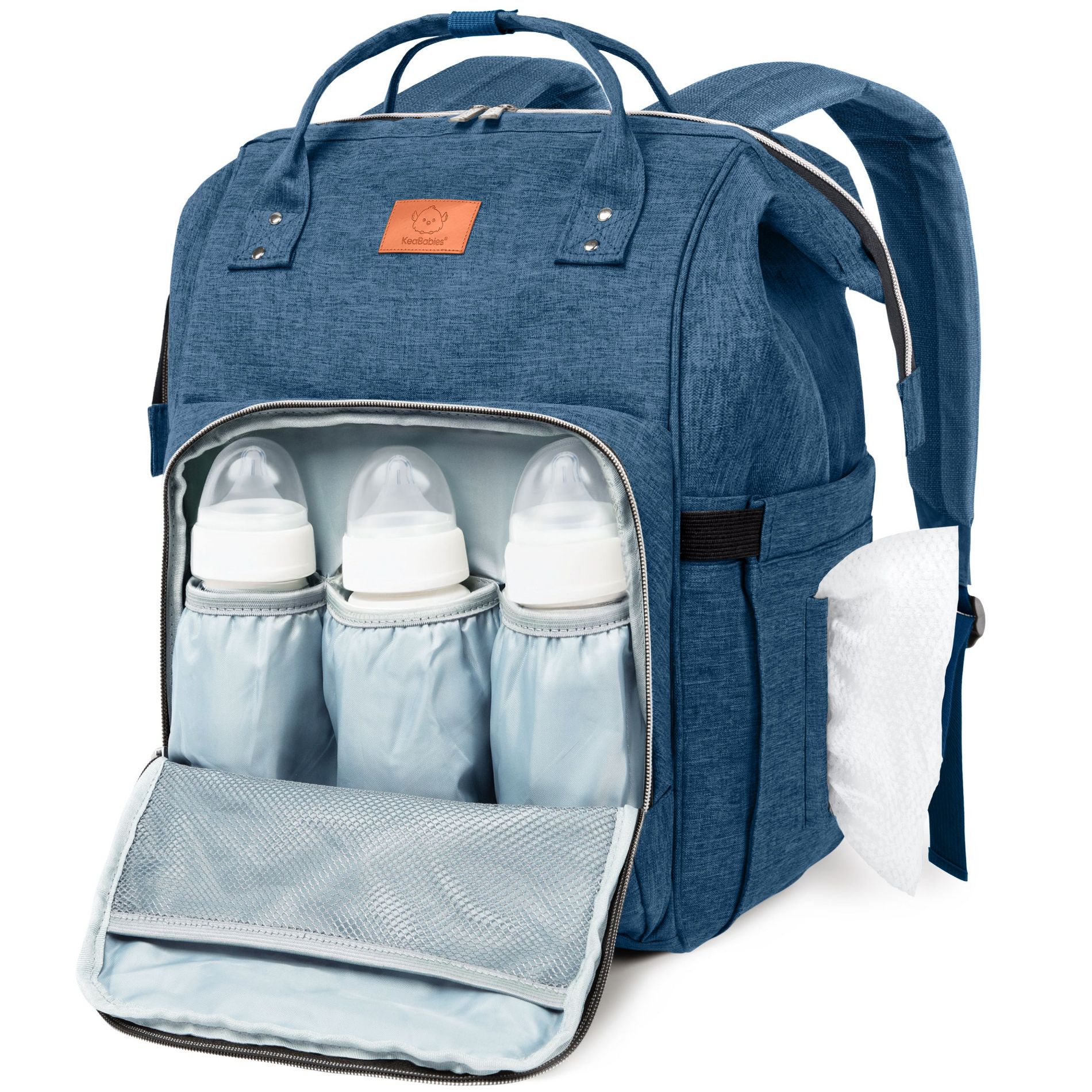 KeaBabies Original Diaper Bag Backpack, Multi Functional, Water-resistant, Large Baby Bags for Girls, Boys (Navy Blue)