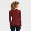 Women's Long Sleeve Lace Trim Scoop Neck Top - A New Day™ - 2 of 4
