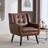 CAVINAS Linen/Velvet/Teddy/Leather Upholstered Accent Chair with Black Legs,Modern Upholstered Armchair with Wood Frame for Living Room - 2 of 4